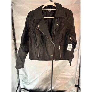 Charlotte Russe Faux Leather Black Moto Jacket Sz 1X - NWT